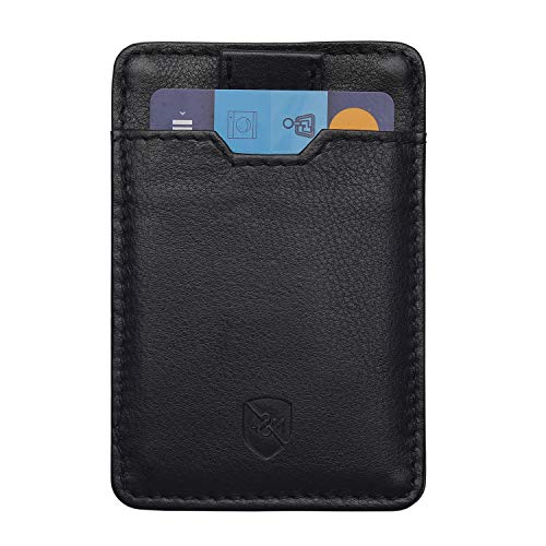ALLEN & MATE Leather Slim Minimalist Wallet with RFID Blocking, Credit Card Holder Card Wallet, Holds up to 7 Cards with Keyring with Gift Box