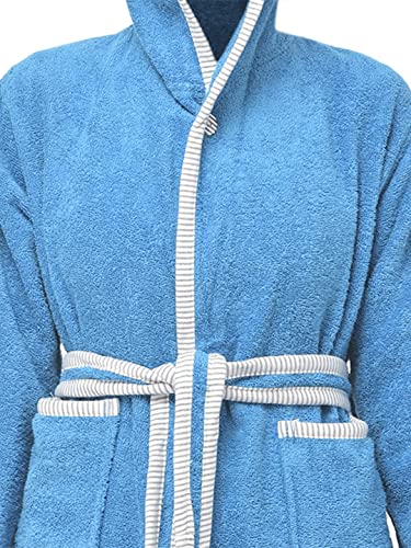 ALLEN & MATE Dressing Gown Kids, 100% Cotton Bathrobes with Hoodie and Pockets, Terry Towel Dressing Gown for Girls, Boys 3-12 Years