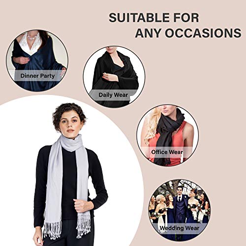 ALLEN & MATE Handcrafted Soft Pashmina Shawl Scarf Wrap Stole for Women in Solid Colors