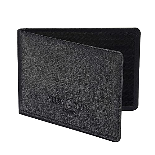 ALLEN & MATE Genuine Leather Bus Pass Travel Card Holder/Driving License Oyster, Minimalist Wallet Credit Card Holder