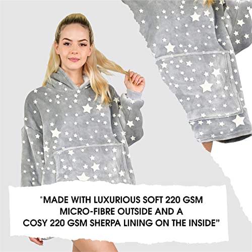 ALLEN & MATE Hoodie Blanket for Kids Adults, Oversized Blanket Hoodie, Warm Dressing Gown, Soft Fleece Hooded Robe, Gifts for Boys Girls Teens Adults