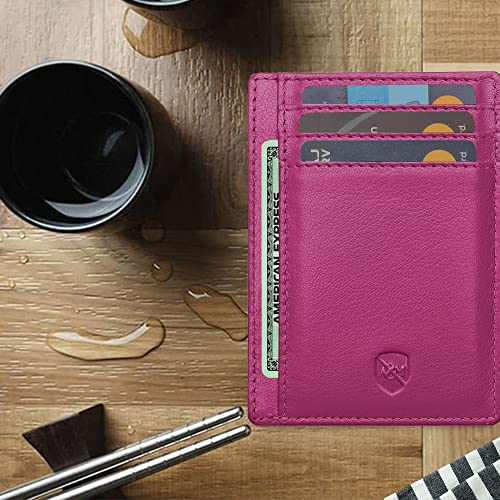 ALLEN & MATE Leather Card Holder Slim Wallet, RFID Blocking Minimalist Wallet Credit Card Holder, Holds Cards and Bank Notes