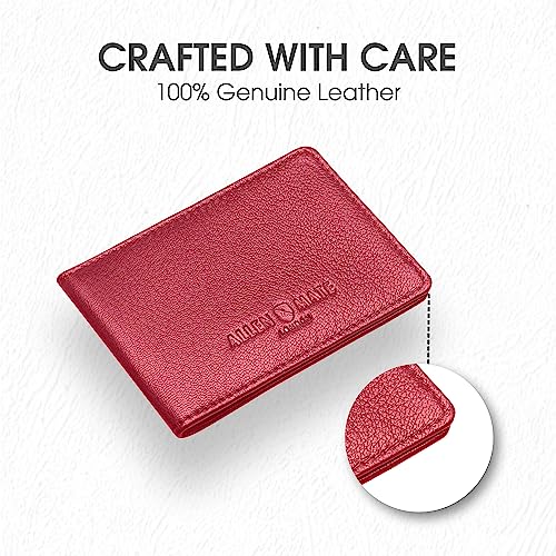 ALLEN & MATE Genuine Leather Bus Pass Travel Card Holder/Driving License Oyster, Minimalist Wallet Credit Card Holder