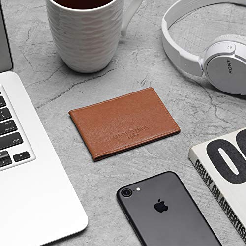 ALLEN & MATE Genuine Leather Bus Pass Travel Card Holder/Driving License Oyster, Minimalist Wallet Credit Card Holder