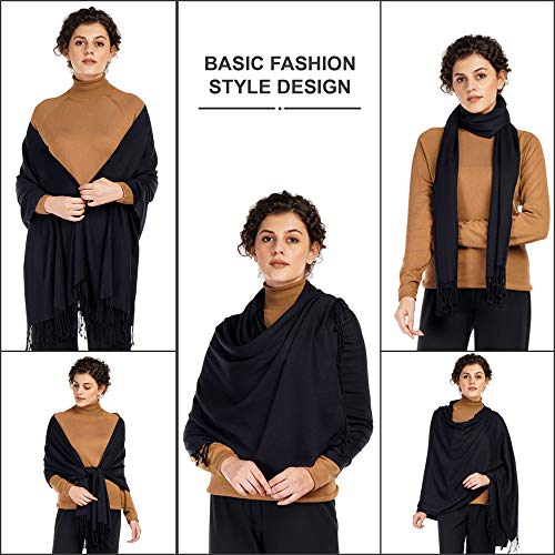 ALLEN & MATE Handcrafted Soft Pashmina Shawl Scarf Wrap Stole for Women in Solid Colors