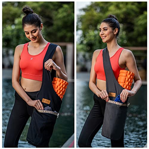 ALLEN & MATE Large Yoga Mat Bag with Side Pocket and Zipper Pocket, Fit Most Size Mats