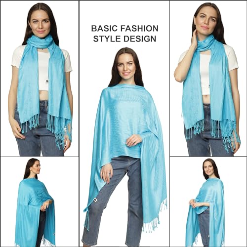ALLEN & MATE Handcrafted Soft Pashmina Shawl Scarf Wrap Stole for Women in Solid Colors