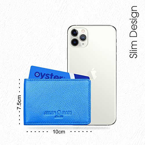 ALLEN & MATE Genuine Leather Bus Pass Travel Card Holder/Driving License Oyster, Minimalist Wallet Credit Card Holder