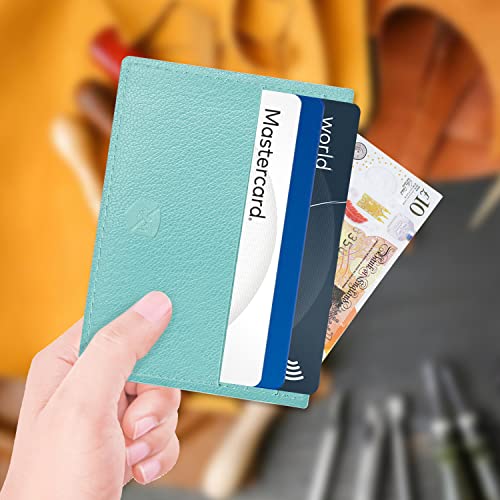 ALLEN & MATE Leather Card Holder Slim Wallet, Minimalist Wallet Credit Card Holder for Men, Women - Holds up to 6 Cards and Bank Notes, with Gift Box