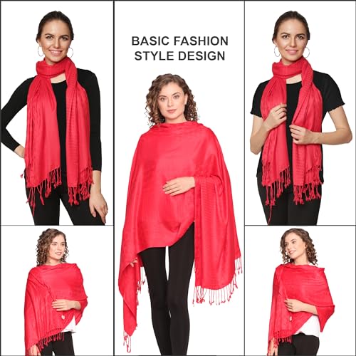 ALLEN & MATE Handcrafted Soft Pashmina Shawl Scarf Wrap Stole for Women in Solid Colors