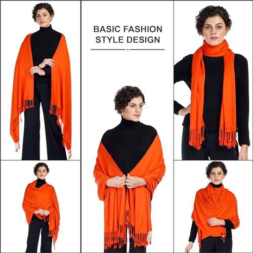 ALLEN & MATE Handcrafted Soft Pashmina Shawl Scarf Wrap Stole for Women in Solid Colors