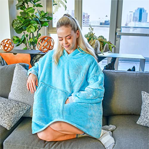 ALLEN & MATE Hoodie Blanket for Kids Adults, Oversized Blanket Hoodie, Warm Dressing Gown, Soft Fleece Hooded Robe, Gifts for Boys Girls Teens Adults