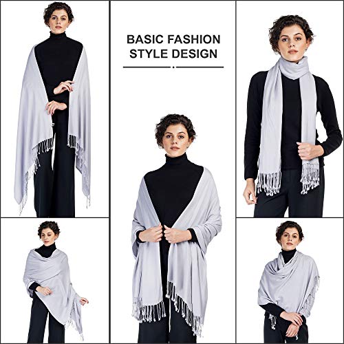 ALLEN & MATE Handcrafted Soft Pashmina Shawl Scarf Wrap Stole for Women in Solid Colors
