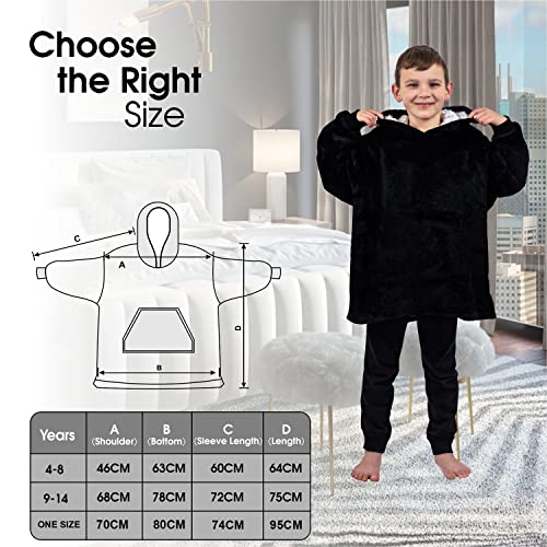 ALLEN & MATE Hoodie Blanket for Kids Adults, Oversized Blanket Hoodie, Warm Dressing Gown, Soft Fleece Hooded Robe, Gifts for Boys Girls Teens Adults