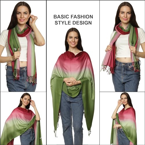 ALLEN & MATE Handcrafted Soft Pashmina Shawl Scarf Wrap Stole for Women in Solid Colors
