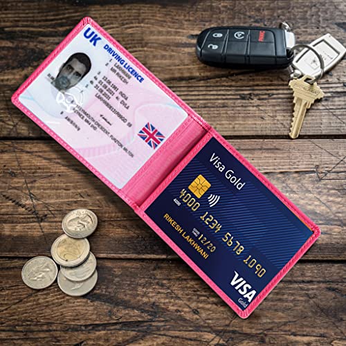 ALLEN & MATE Genuine Leather Bus Pass Travel Card Holder/Driving License Oyster, Minimalist Wallet Credit Card Holder