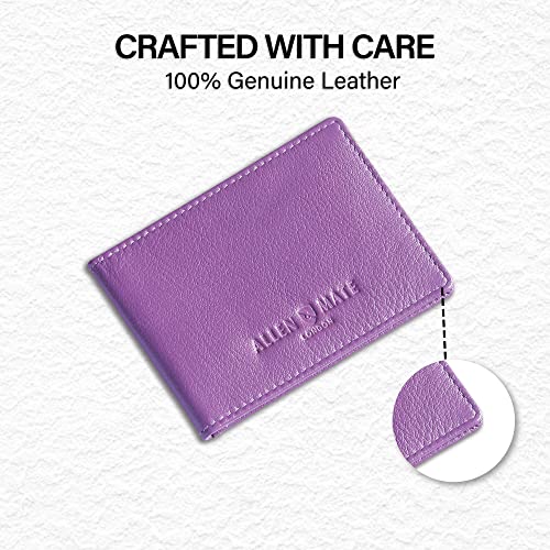 ALLEN & MATE Genuine Leather Bus Pass Travel Card Holder/Driving License Oyster, Minimalist Wallet Credit Card Holder