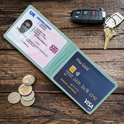 ALLEN & MATE Genuine Leather Bus Pass Travel Card Holder/Driving License Oyster, Minimalist Wallet Credit Card Holder
