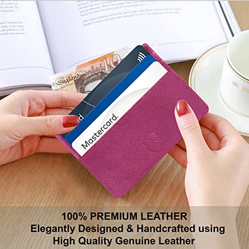 ALLEN & MATE Leather Card Holder Slim Wallet, Minimalist Wallet Credit Card Holder for Men, Women - Holds up to 6 Cards and Bank Notes, with Gift Box
