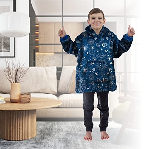 ALLEN & MATE Hoodie Blanket for Kids Adults, Oversized Blanket Hoodie, Warm Dressing Gown, Soft Fleece Hooded Robe, Gifts for Boys Girls Teens Adults
