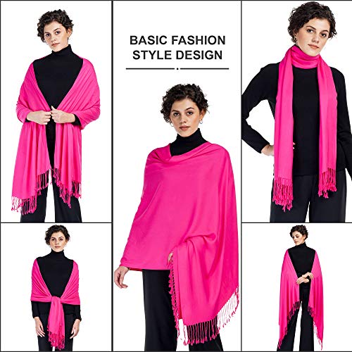 ALLEN & MATE Handcrafted Soft Pashmina Shawl Scarf Wrap Stole for Women in Solid Colors
