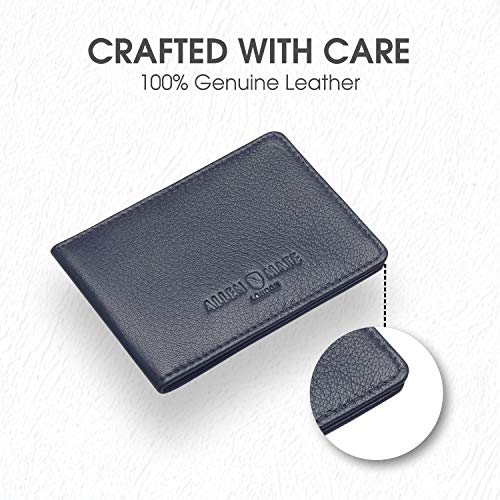 ALLEN & MATE Genuine Leather Bus Pass Travel Card Holder/Driving License Oyster, Minimalist Wallet Credit Card Holder