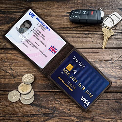 ALLEN & MATE Genuine Leather Bus Pass Travel Card Holder/Driving License Oyster, Minimalist Wallet Credit Card Holder