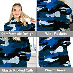 ALLEN & MATE Hoodie Blanket for Kids Adults, Oversized Blanket Hoodie, Warm Dressing Gown, Soft Fleece Hooded Robe, Gifts for Boys Girls Teens Adults