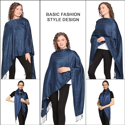 ALLEN & MATE Handcrafted Soft Pashmina Shawl Scarf Wrap Stole for Women in Solid Colors