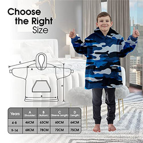 ALLEN & MATE Hoodie Blanket for Kids Adults, Oversized Blanket Hoodie, Warm Dressing Gown, Soft Fleece Hooded Robe, Gifts for Boys Girls Teens Adults