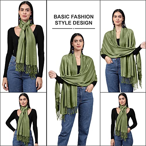 ALLEN & MATE Handcrafted Soft Pashmina Shawl Scarf Wrap Stole for Women in Solid Colors