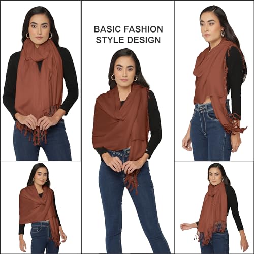 ALLEN & MATE Handcrafted Soft Pashmina Shawl Scarf Wrap Stole for Women in Solid Colors