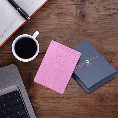 ALLEN & MATE Leather Card Holder Slim Wallet, Minimalist Wallet Credit Card Holder for Men, Women - Holds up to 6 Cards and Bank Notes, with Gift Box