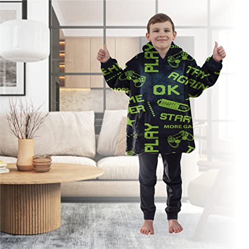 ALLEN & MATE Hoodie Blanket for Kids Adults, Oversized Blanket Hoodie, Warm Dressing Gown, Soft Fleece Hooded Robe, Gifts for Boys Girls Teens Adults (,)