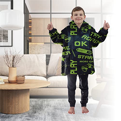 ALLEN & MATE Hoodie Blanket for Kids Adults, Oversized Blanket Hoodie, Warm Dressing Gown, Soft Fleece Hooded Robe, Gifts for Boys Girls Teens Adults