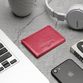 ALLEN & MATE Genuine Leather Bus Pass Travel Card Holder/Driving License Oyster, Minimalist Wallet Credit Card Holder