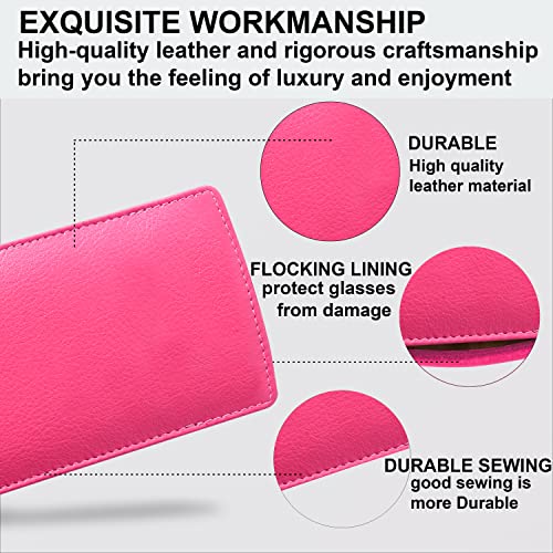 ALLEN & MATE Real Leather Reading Glasses Case Slim Soft Spectacles Pouch Sleeve with Glass Cleaning Cloth