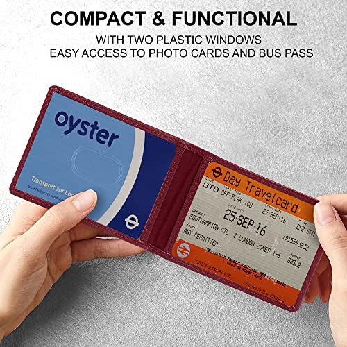 ALLEN & MATE Genuine Leather Bus Pass Travel Card Holder/Driving License Oyster, Minimalist Wallet Credit Card Holder