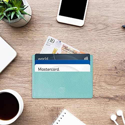 ALLEN & MATE Leather Card Holder Slim Wallet, Minimalist Wallet Credit Card Holder for Men, Women - Holds up to 6 Cards and Bank Notes, with Gift Box