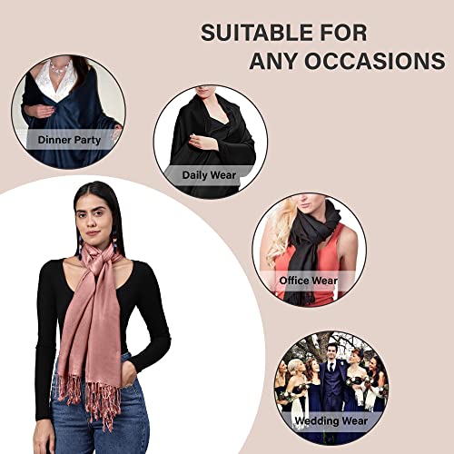 ALLEN & MATE Handcrafted Soft Pashmina Shawl Scarf Wrap Stole for Women in Solid Colors