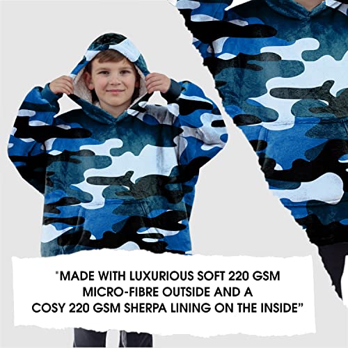 ALLEN & MATE Hoodie Blanket for Kids Adults, Oversized Blanket Hoodie, Warm Dressing Gown, Soft Fleece Hooded Robe, Gifts for Boys Girls Teens Adults