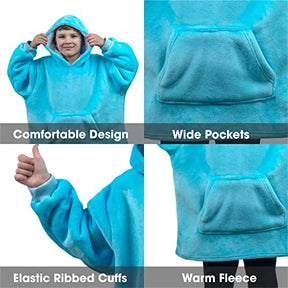 ALLEN & MATE Hoodie Blanket for Kids Adults, Oversized Blanket Hoodie, Warm Dressing Gown, Soft Fleece Hooded Robe, Gifts for Boys Girls Teens Adults