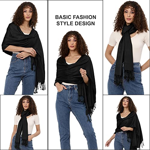 ALLEN & MATE Handcrafted Soft Pashmina Shawl Scarf Wrap Stole for Women in Solid Colors