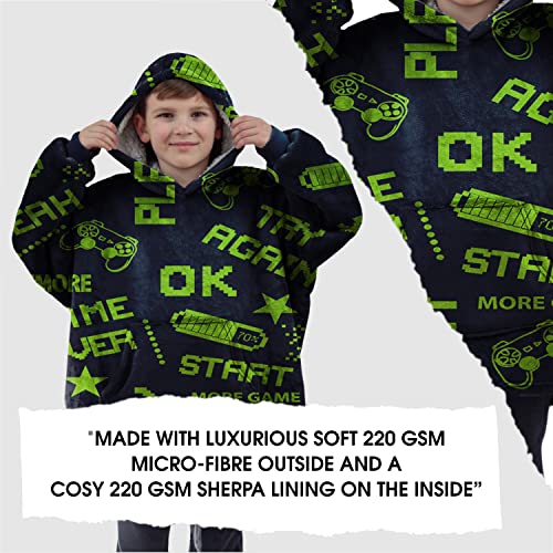 ALLEN & MATE Hoodie Blanket for Kids Adults, Oversized Blanket Hoodie, Warm Dressing Gown, Soft Fleece Hooded Robe, Gifts for Boys Girls Teens Adults