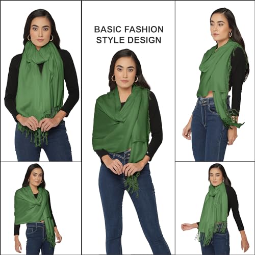 ALLEN & MATE Handcrafted Soft Pashmina Shawl Scarf Wrap Stole for Women in Solid Colors