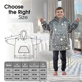 ALLEN & MATE Hoodie Blanket for Kids Adults, Oversized Blanket Hoodie, Warm Dressing Gown, Soft Fleece Hooded Robe, Gifts for Boys Girls Teens Adults