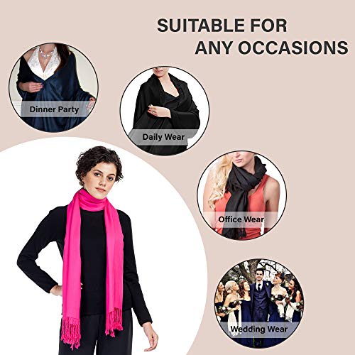 ALLEN & MATE Handcrafted Soft Pashmina Shawl Scarf Wrap Stole for Women in Solid Colors