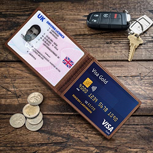 ALLEN & MATE Genuine Leather Bus Pass Travel Card Holder/Driving License Oyster, Minimalist Wallet Credit Card Holder