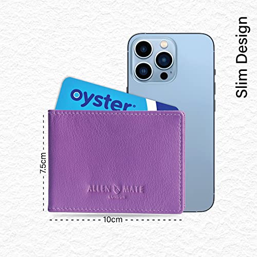 ALLEN & MATE Genuine Leather Bus Pass Travel Card Holder/Driving License Oyster, Minimalist Wallet Credit Card Holder