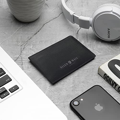 ALLEN & MATE Genuine Leather Bus Pass Travel Card Holder/Driving License Oyster, Minimalist Wallet Credit Card Holder